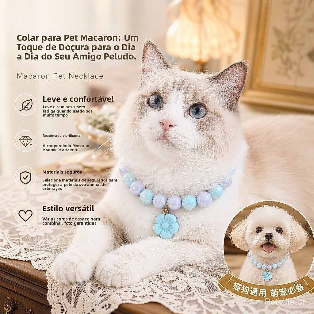 Colar para animais de estimação com contas coloridas Macaron, acessórios com pingente Universal, joias para gatos, cães