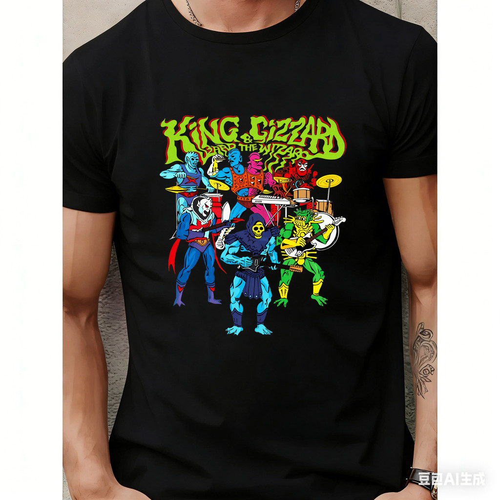 Camiseta King Gizzard E The Lizard Wizard Bandas Rock Manga Curta Unissex Estampa Colorida Tamanho Universal