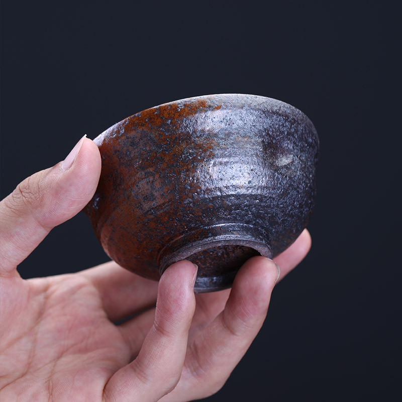 Grés xícara de chá Zen estilo silencioso artesanal Retro imitação de madeira tigela de chá chinês copo mestre único copo
