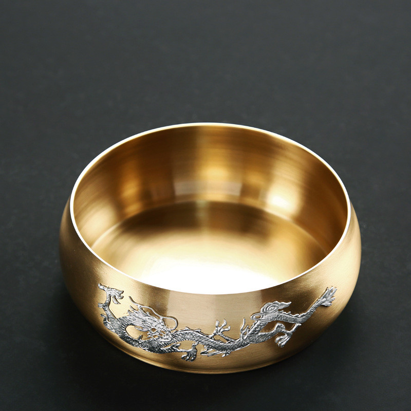Lavagem de chá de cobre puro tamanho grande copo de lavagem de chá doméstico prato estilo japonês Zen Retro tigela de ág
