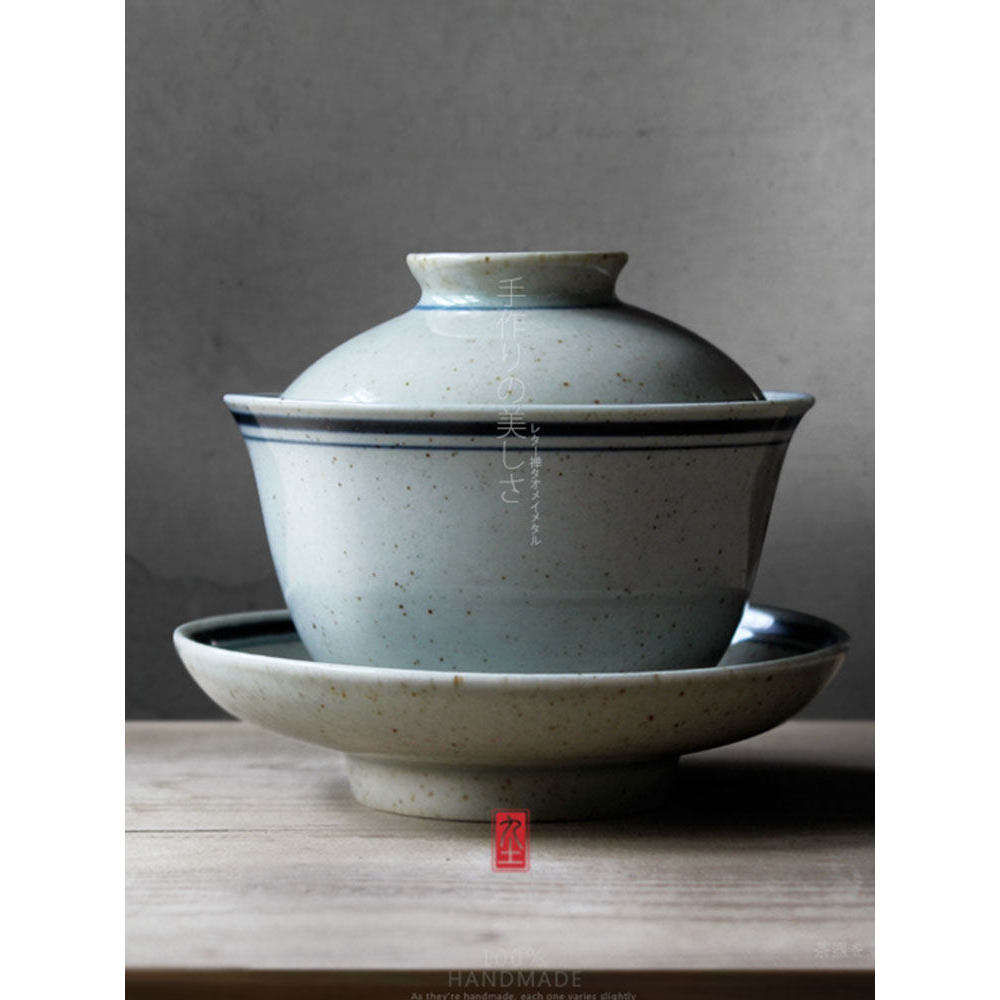 Jiutu artesanal Retro Gaiwan Jing tigela de chá Jingdezhen Zen conjunto de chá pintado à mão antigo azul branco porcelan