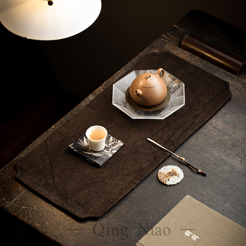 Zen mesa de chá segura à prova d'água, retrô, algodão, linho, estilo chinês, mesa de chá, tapete de mesa de chá, bandeja