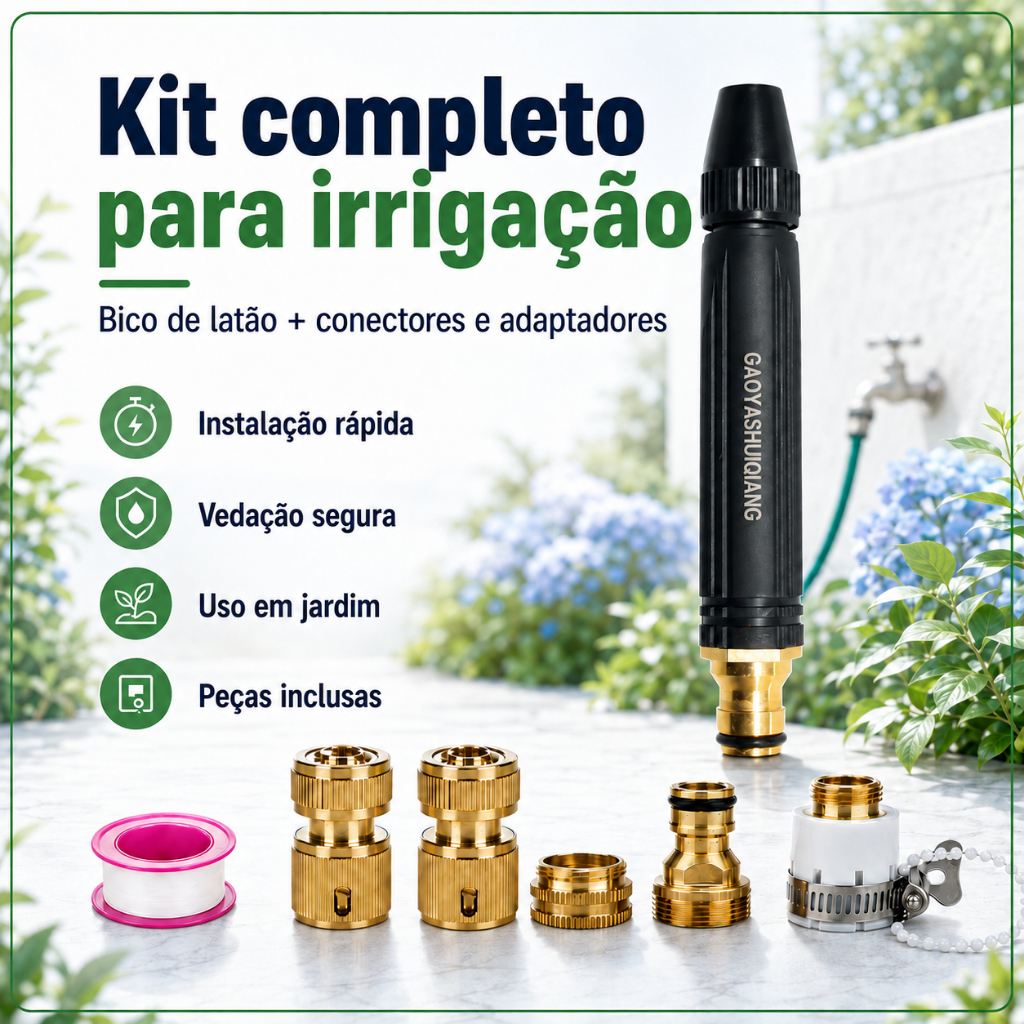 high pressure hose nozzle kit with connectors – heavy duty cleaning, watering flowers, backyards