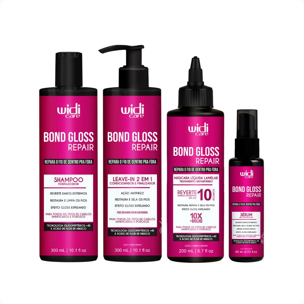 Kit Bond Gloss Repair Shampoo + Máscara líquida + Sérum + Leave-in