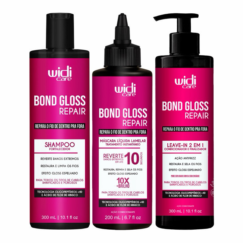 Kit Widi Care Bond Gloss Repair - Shampoo + Máscara Líquida + Leave in 2 em 1