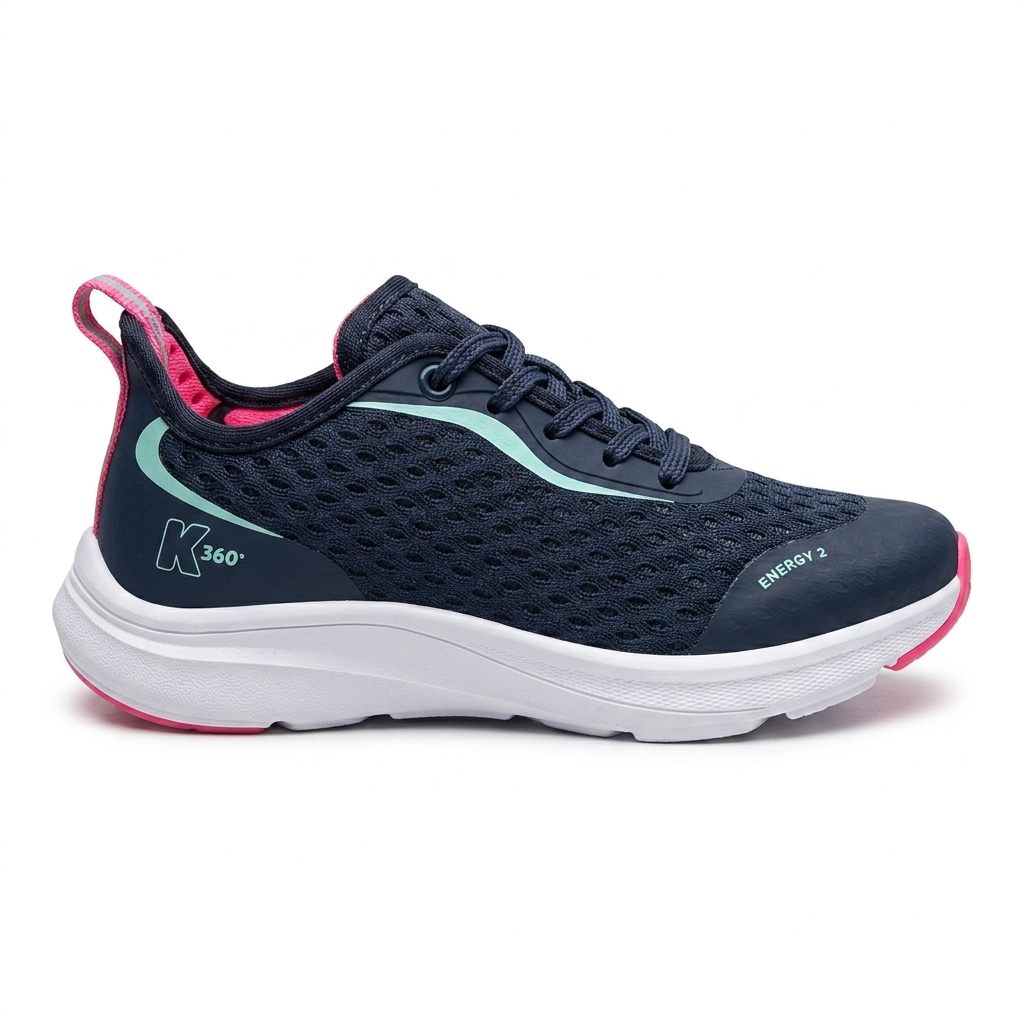 Tênis Infantil K360 Energy 2 Preto Rosa Verde Esportivo Casual Anatomico 27 - 29 - 31