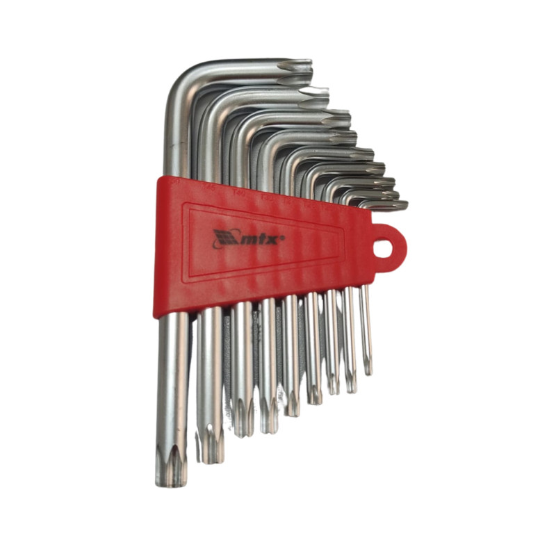 Jogo de Chave Torx Curta com Guia TX T10 à T50 MTX 09 Peças
