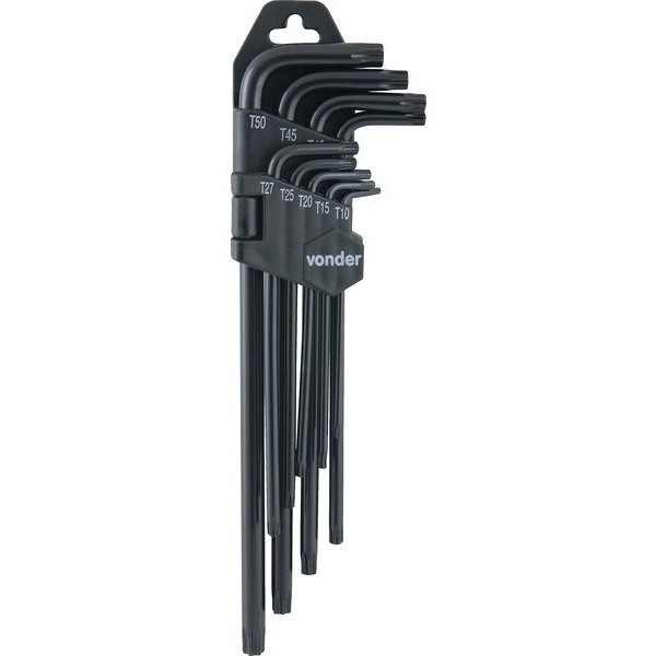 Jogo de Chave Hexalobular Torx Longa T10 A T50 9 Pecas VONDER