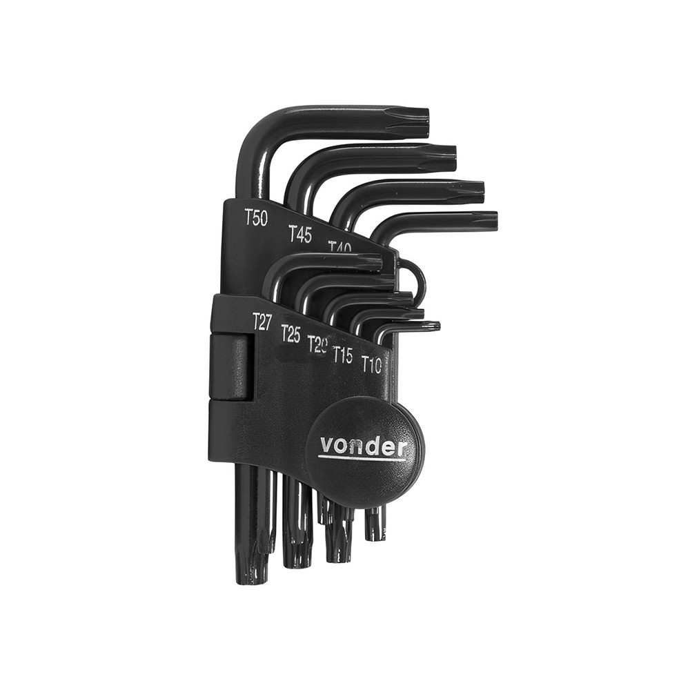 Jogo de Chave Torx com Furo Guia T10 à T50 Vonder 09 Peças