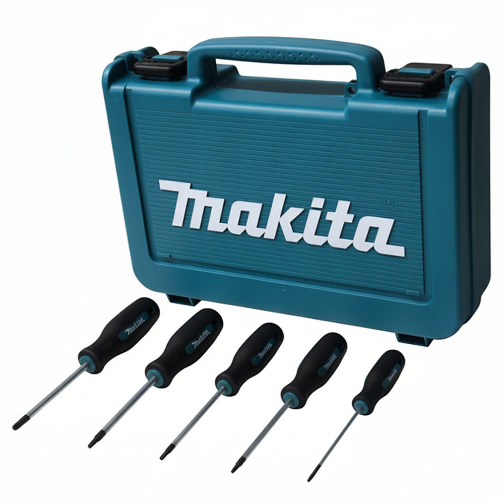 Kit Makita Maleta Plástica Para Furadeira + Jogo de Chaves Torx Magnéticas T10 a T30 (100 mm) - 5 Peças
