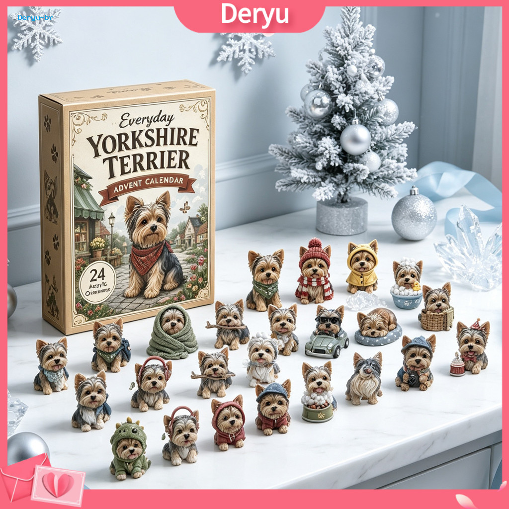 Holiday Gift Box 2026 Dog Christmas Advent Calendar 24 Days Cute Puppy Figures Countdown 2d Acrylic Ornaments for Kids A