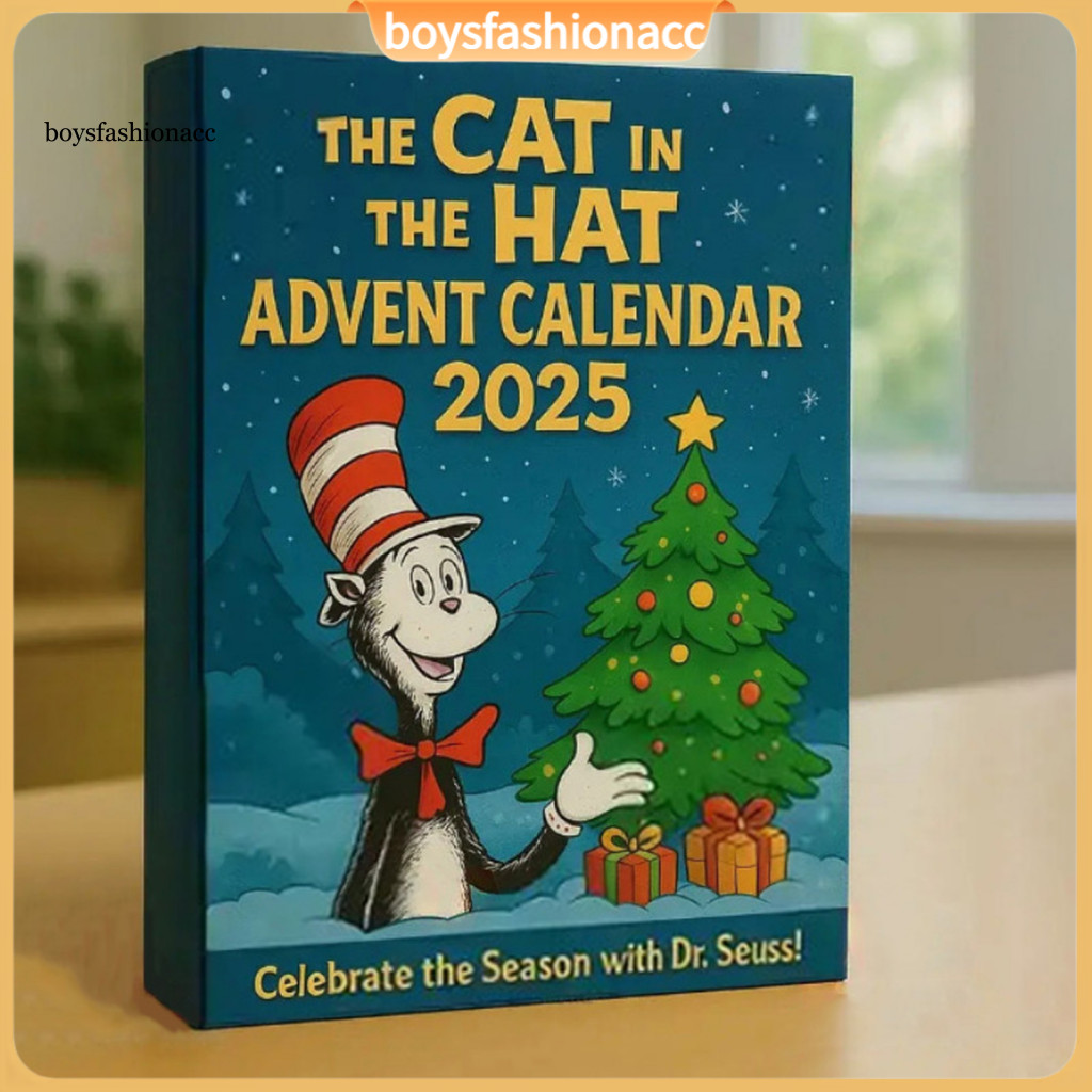 Wearing Hat Cat Advent Calendar 24 Days Christmas Countdown Cartoon Hanging Ornaments Holiday Party Gift Collectible Box