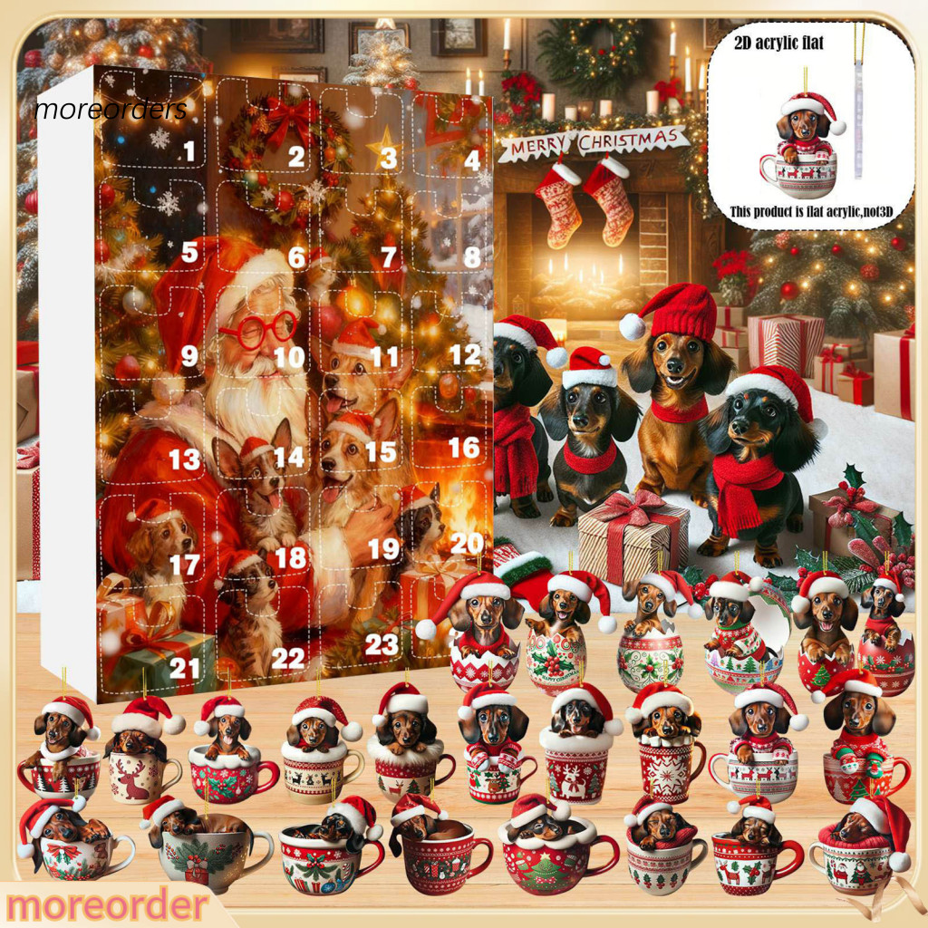 2025 Dachshund Christmas Advent Calendar 24-day Countdown Box with Acrylic Ornaments – Cute Dog Lover Gift Holiday Dec