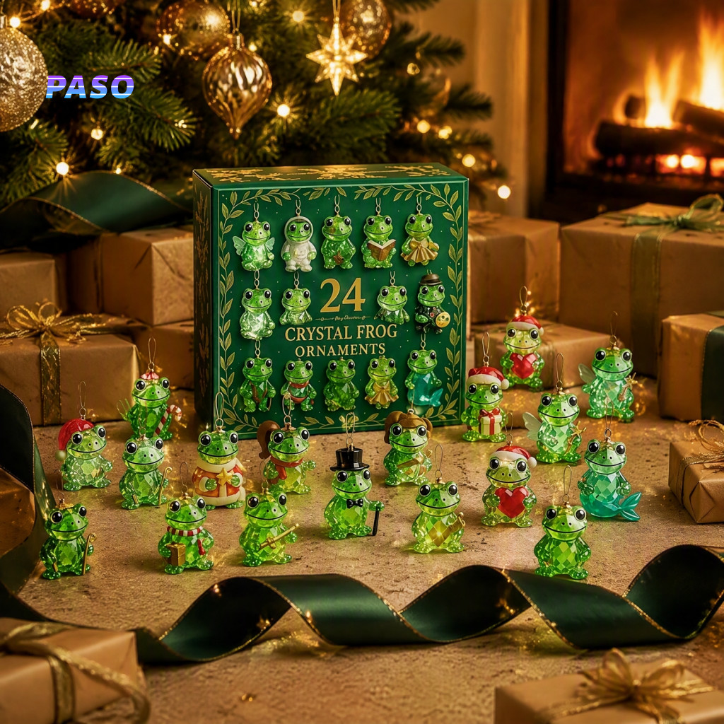Holiday Countdown Gifts Christmas Advent Calendar 2026 Frog – 24-day Box with Festive Faux Ornaments Tree Hanging for