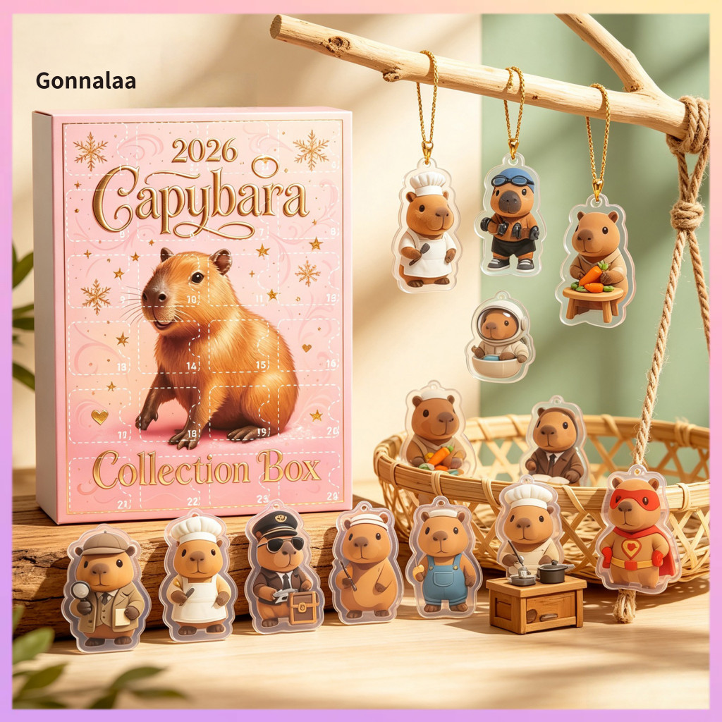 2026 Christmas Capybara Advent Calendar – 24 Days Countdown with Cute 2d Hanging Ornaments Festive Holiday Gift Box fo