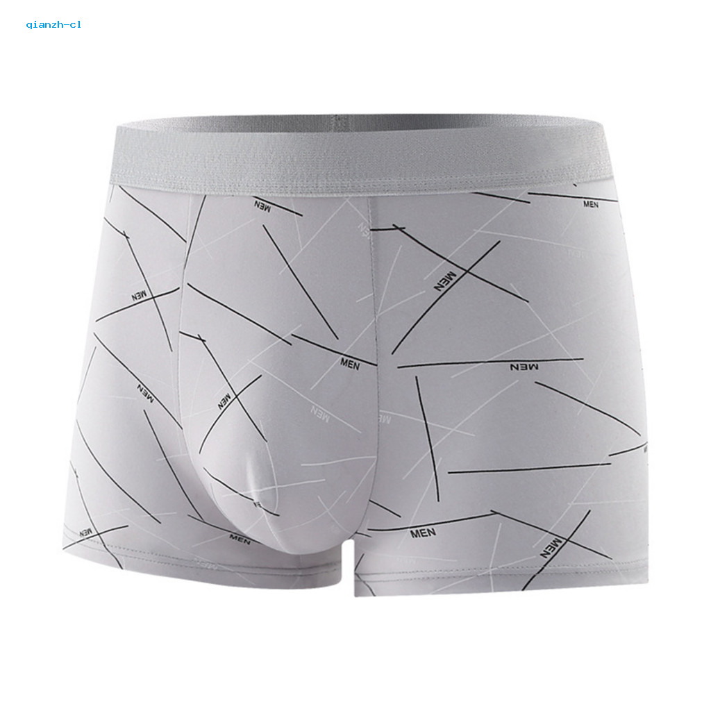 Men Seamless Underwear Breathable Boxers Men's Mid Waist Elastic Quick-dry Boxer Briefs with Letter Striped Print for Co