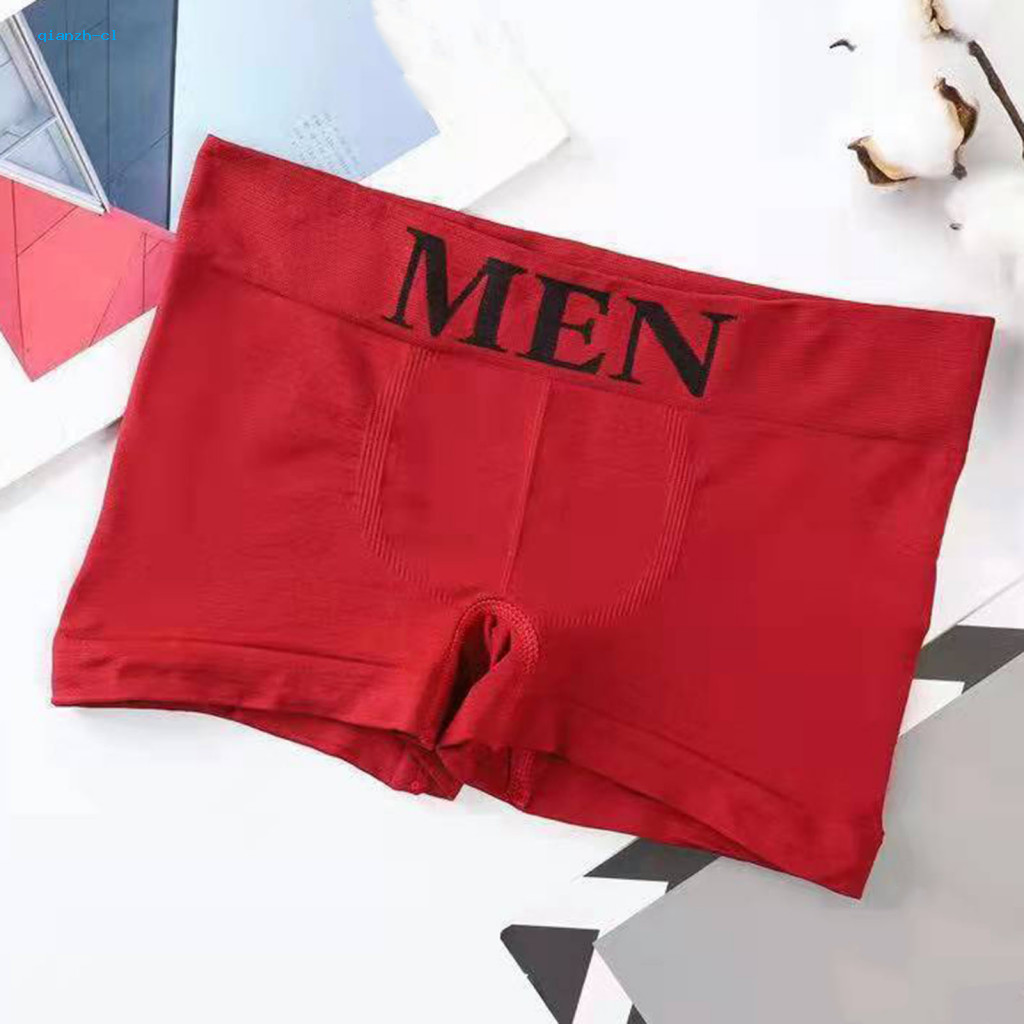 Men Boxers Breathable Underwear Men's Elastic Mid-waist Boxer Briefs Seamless Soft Quick-dry Moisture-wicking U Convex D