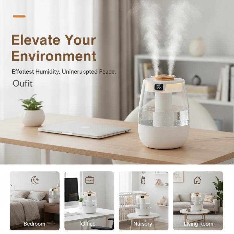 [BFPH] Umidificador De Mesa Doméstico Operação Ultra Silenciosa Bicos Duplos Cool Mist Maker Para Quarto , Sala De Estar
