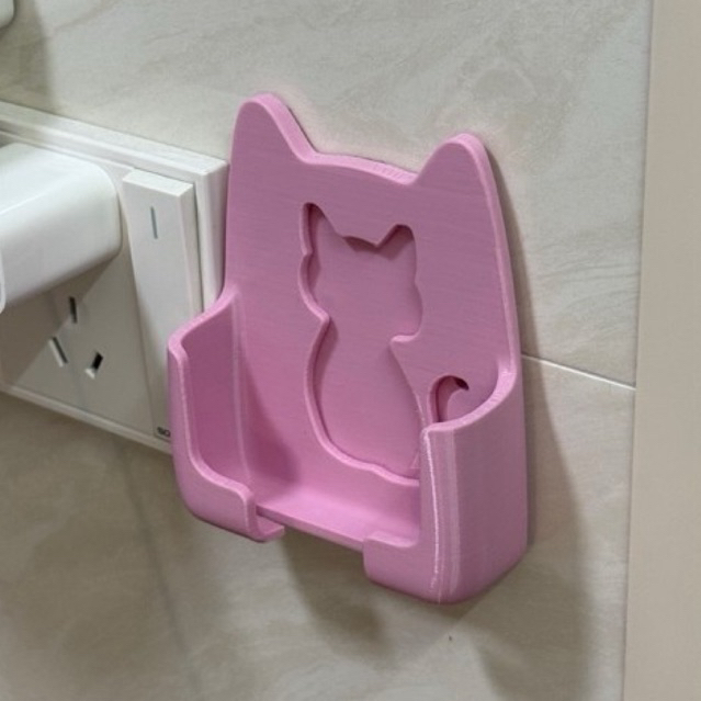 Suporte de Parede para Celular Gatinho - Organizador de Tomada Carregador Universal
