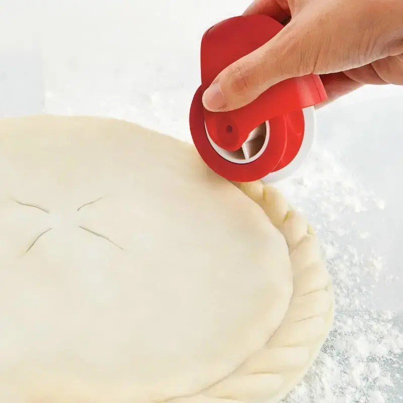 Cortador De Massa Manual Roda Pizza Crosta Edger Torção Onda Rolo Faca Ferramenta Cozimento