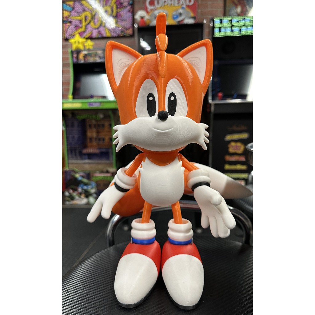 Boneco 3D Tails GRANDE 31cm (Sonic) – Modelo Colecionável e Decorativo