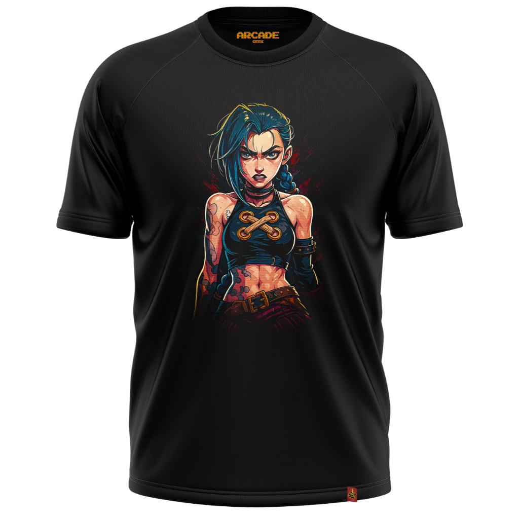 Camiseta Gamer RPG Legends LOL Arcane Estratégia Jinx Classes Jogo PC