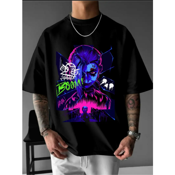 Camisa Camiseta Gamer Jinx LOL League Of Legends Camiseta De Jogos Game Algodão Casual Básica