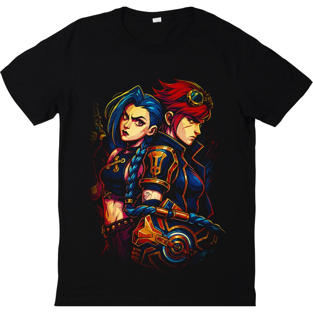 Camiseta Jinx e Vi Arcane LoL Gamer | Blusa Unissex Camisa 100% Algodão Premium