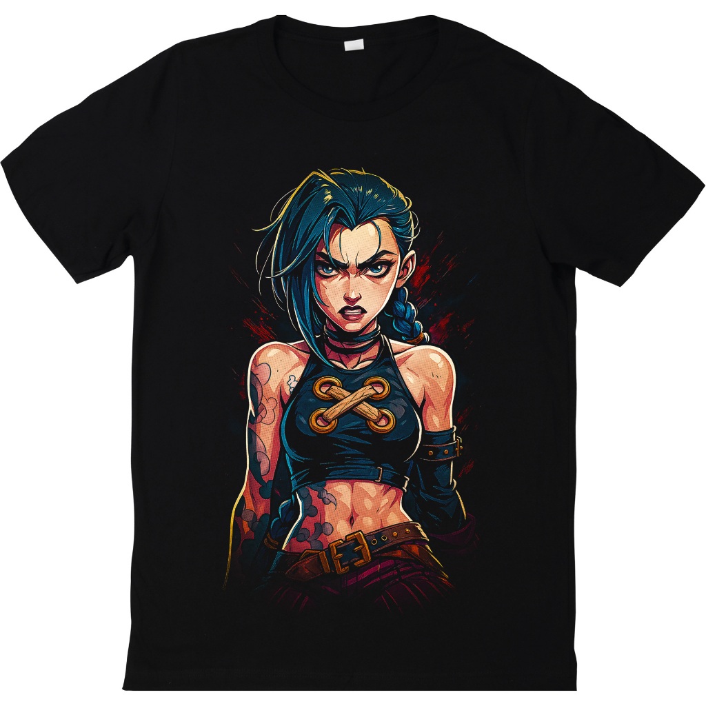 Camiseta Jinx Powder Arcane League Of Legends | Blusa Unissex Camisa 100% Algodão Premium Gamer LoL