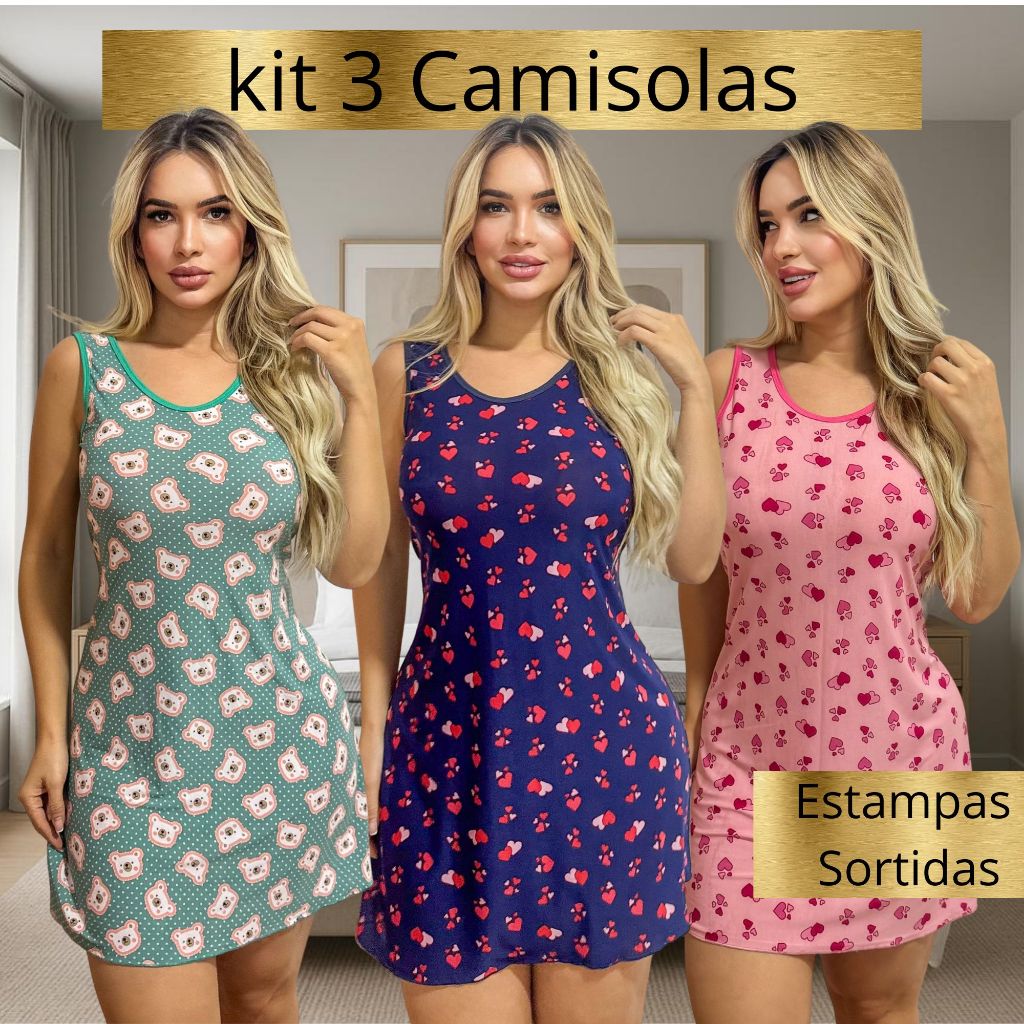 Kit 3 Camisola De Regata Malha} Dormir Confortável Dia a Dia Pijama Feminino Capri Short Ligalight