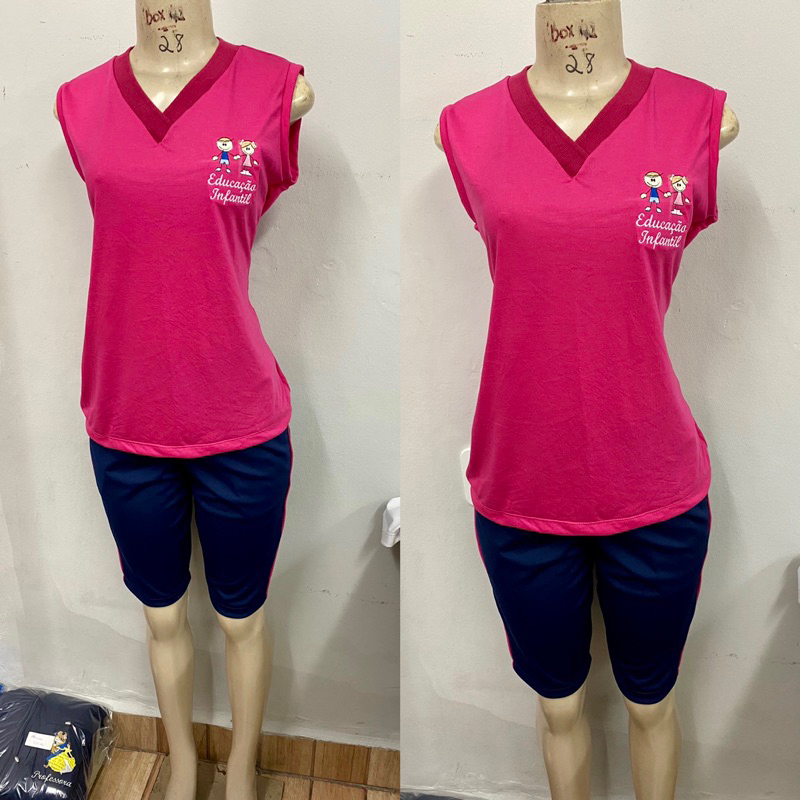 Camiseta/Regata ou Bermuda/Capri Uniforme Escolar Professora