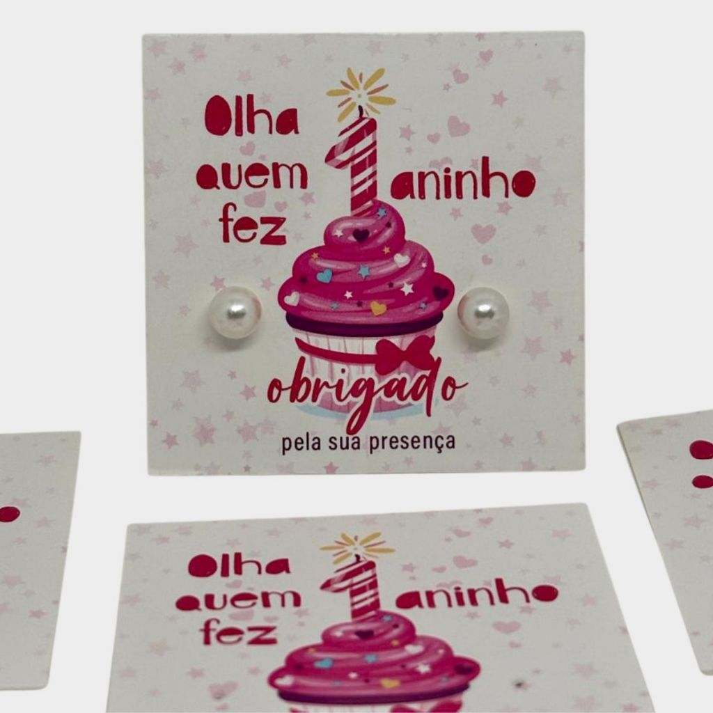 Kit Lembrança Tema Olha Quem Fez Mais Um Aninho – Tag + Brincos