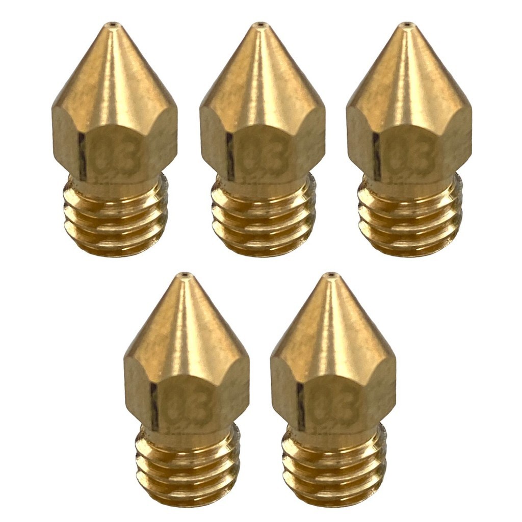 Kit 5 Bicos Nozzle P/ Hotend Impressora 3d 0.3mm Mk8 1.75mm