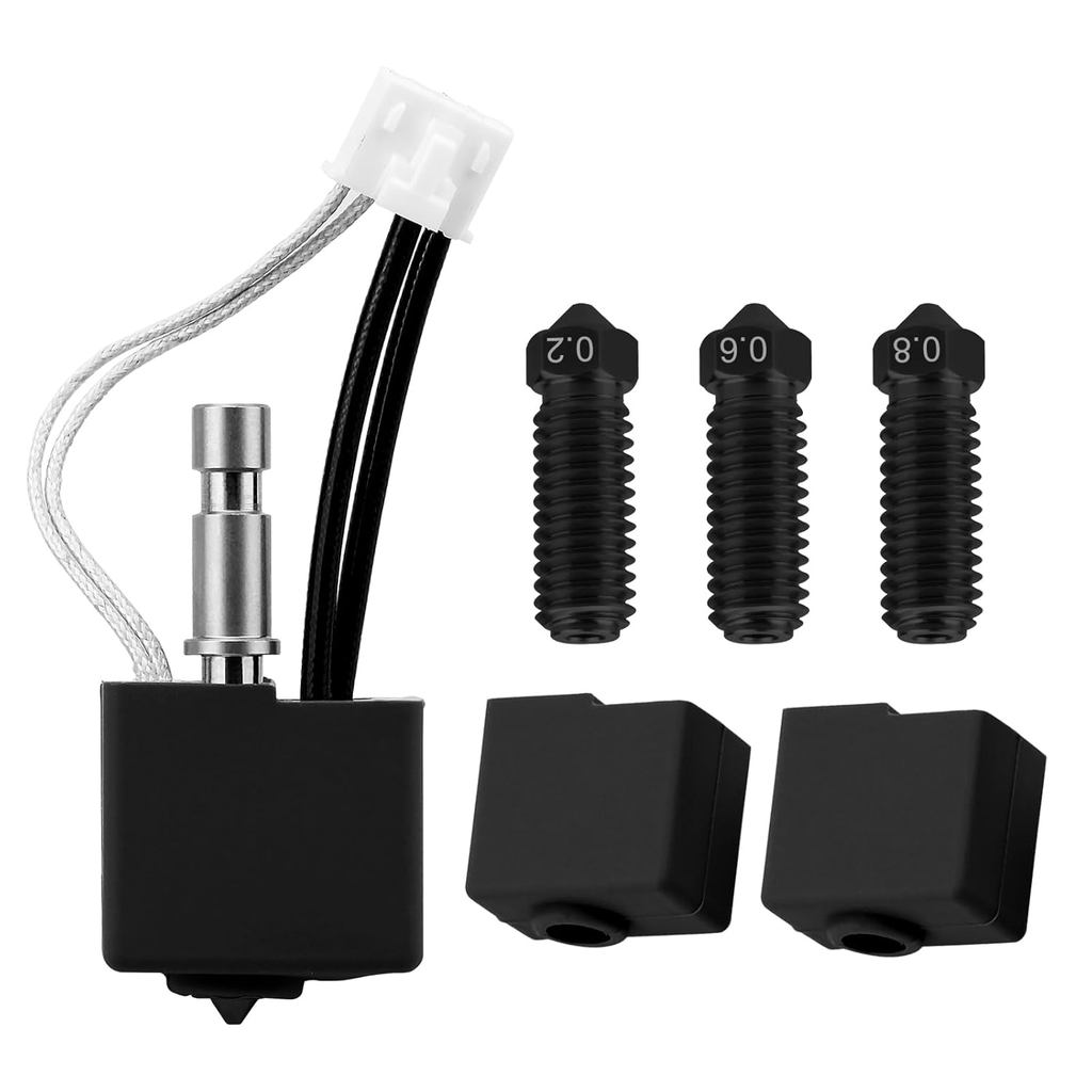 Kobra S1/S1 Combo 3D Printer Extruder 0.4mm Hotend kit with 0.2mm/0.6mm/0.8mm Quick Swap Brass Nozzle and 2x Silicone So