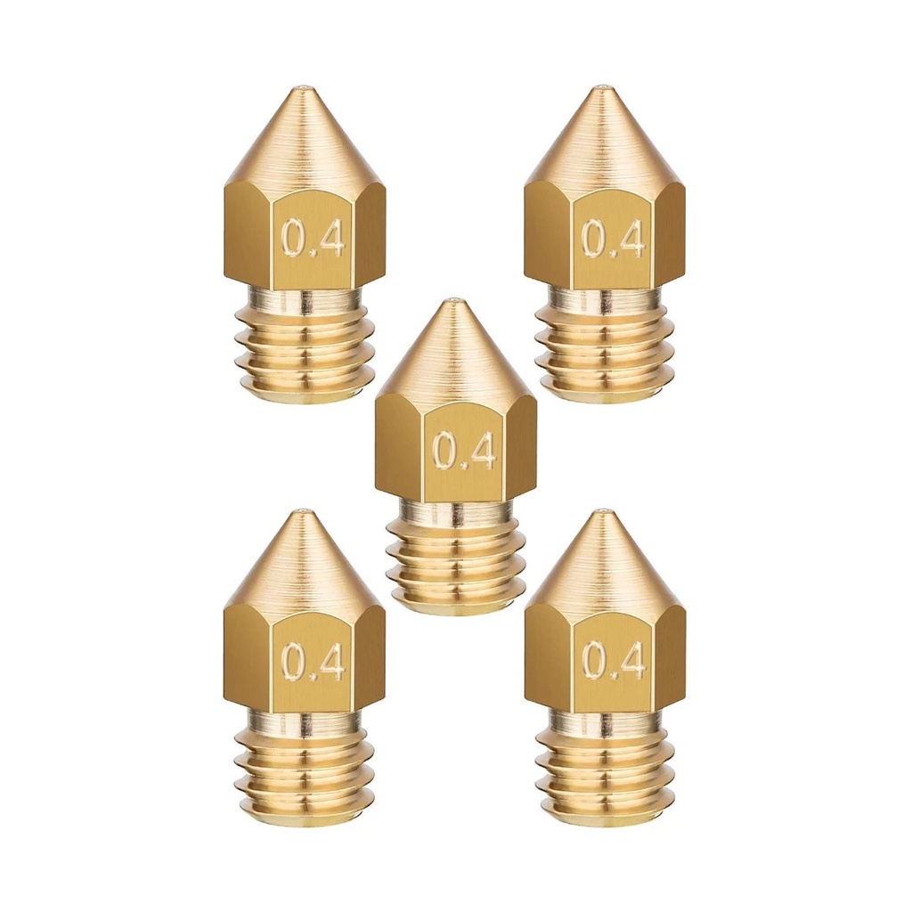 Kit 5x Bico Nozzle Hotend 1.75mm Mk8 V6 0,4mm para Impressora 3d