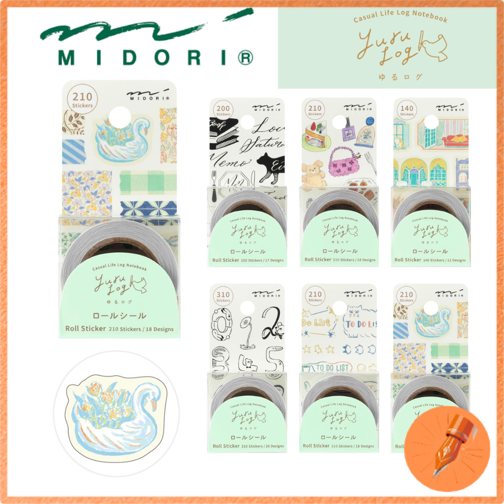 Midori Yuru Log Decorative Roll Stickers Collection