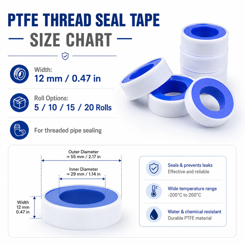 12mm 10m roll PTFE water pipe sealing tape, oil-free tape, sealing tape, thread sealing tape for fittings