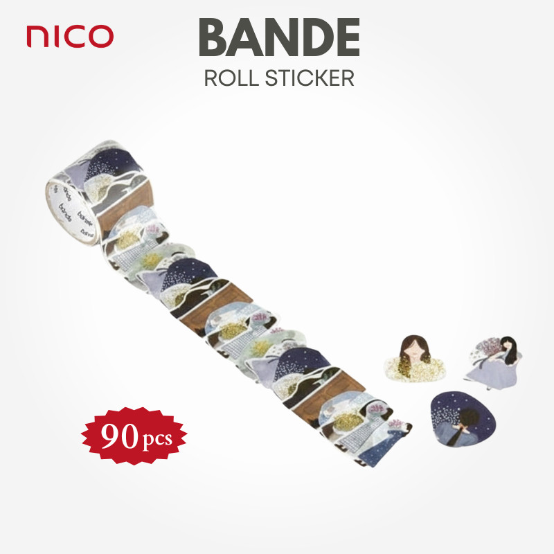 NISHIKAWA Communications BANDE Writable Washi Roll Sticker - Bouquet and Girl BDA638