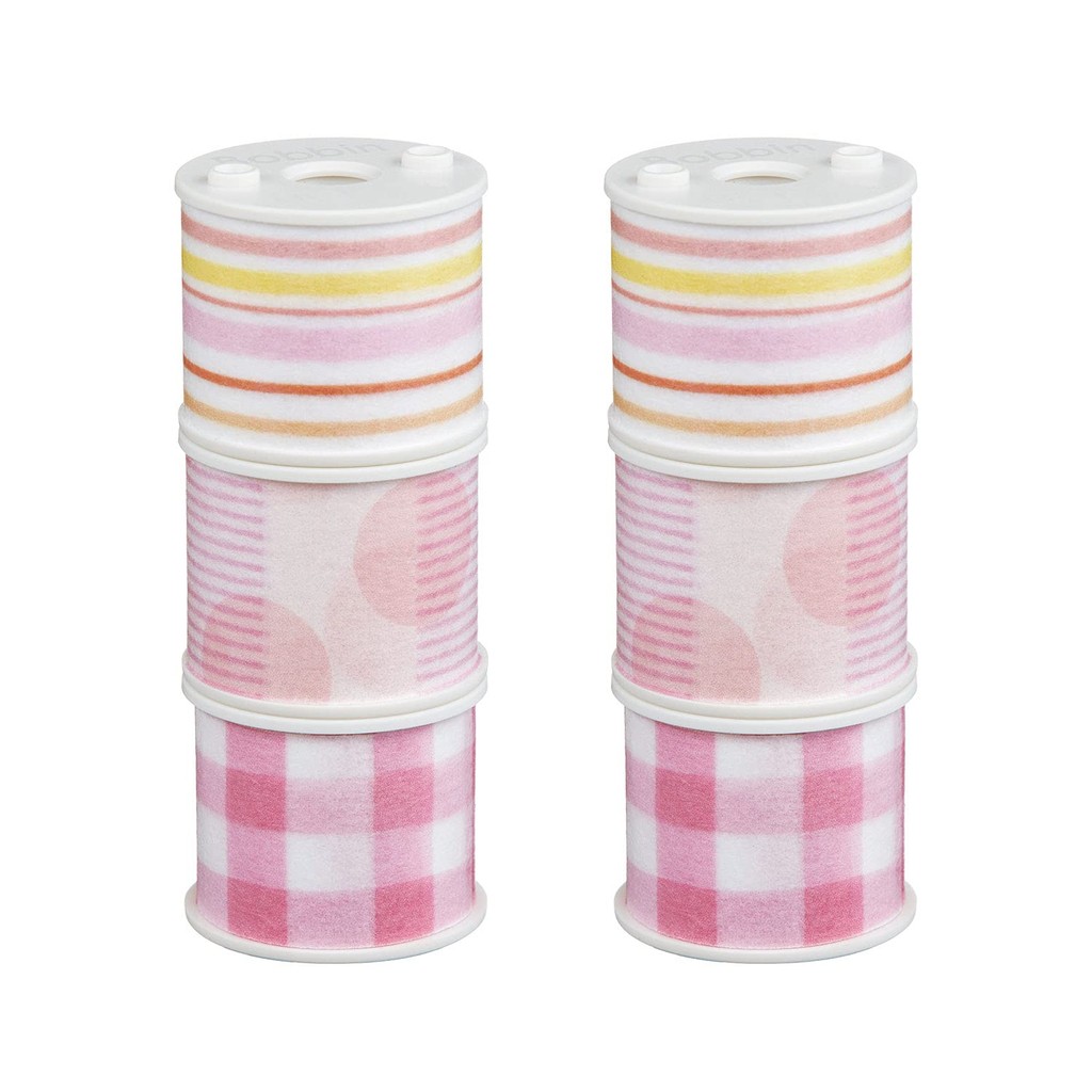 Kokuyo Masking Tape Bobbin Tape Pink, Set of 2 with 3 Rolls Per Set T-B1115-18-3SX2SET