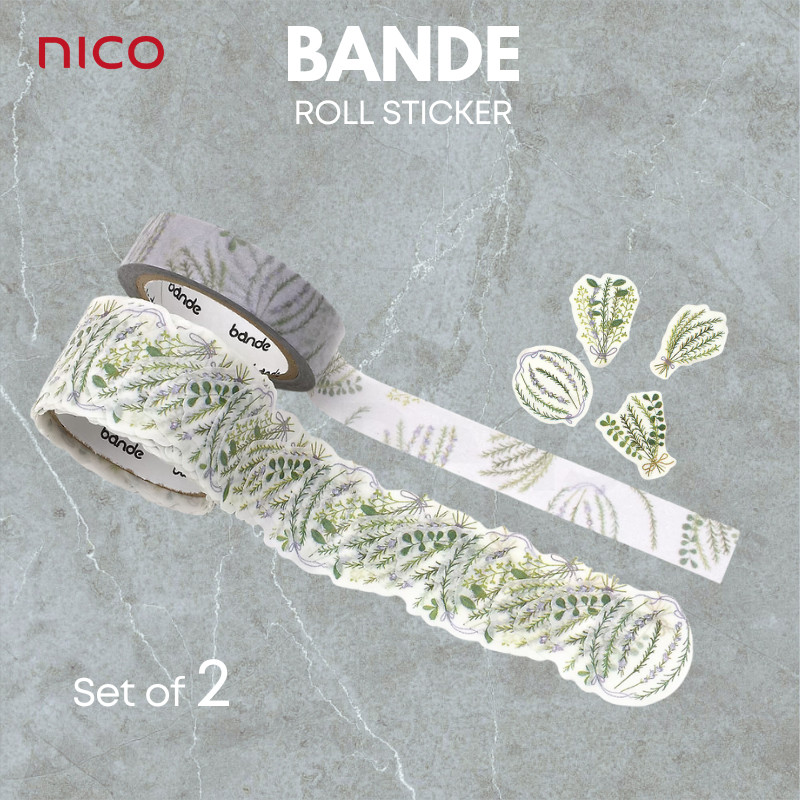 NISHIKAWA Communications BANDE Washi Roll Sticker - Rosemary Flower BDA669