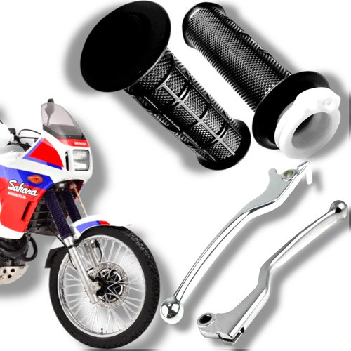 Par Manete Cromado + Manopla Roldana Honda Nx 350 Sahara Cromado