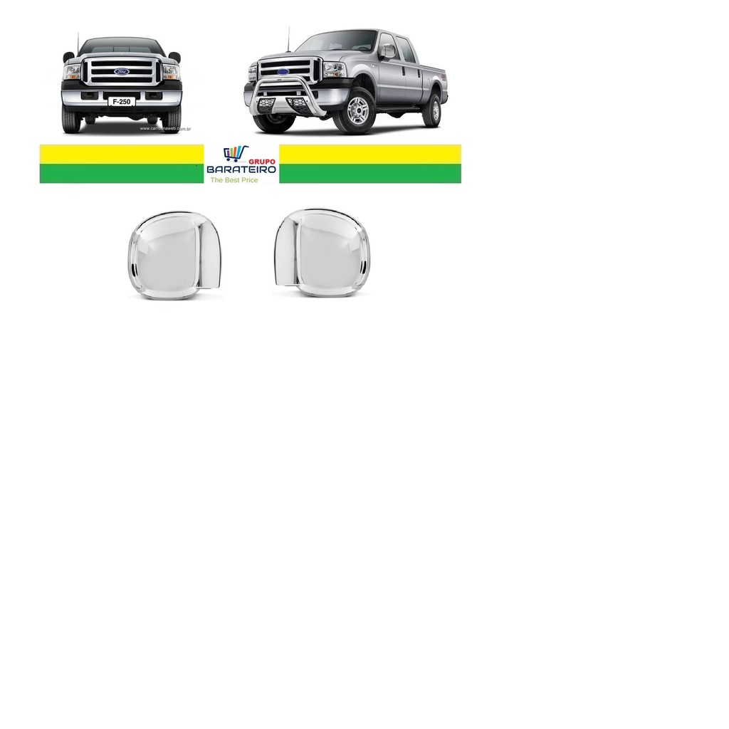 Par Capa Apliques Cromados Retrovisor F-250 F-350 99 A 2012 + brinde
