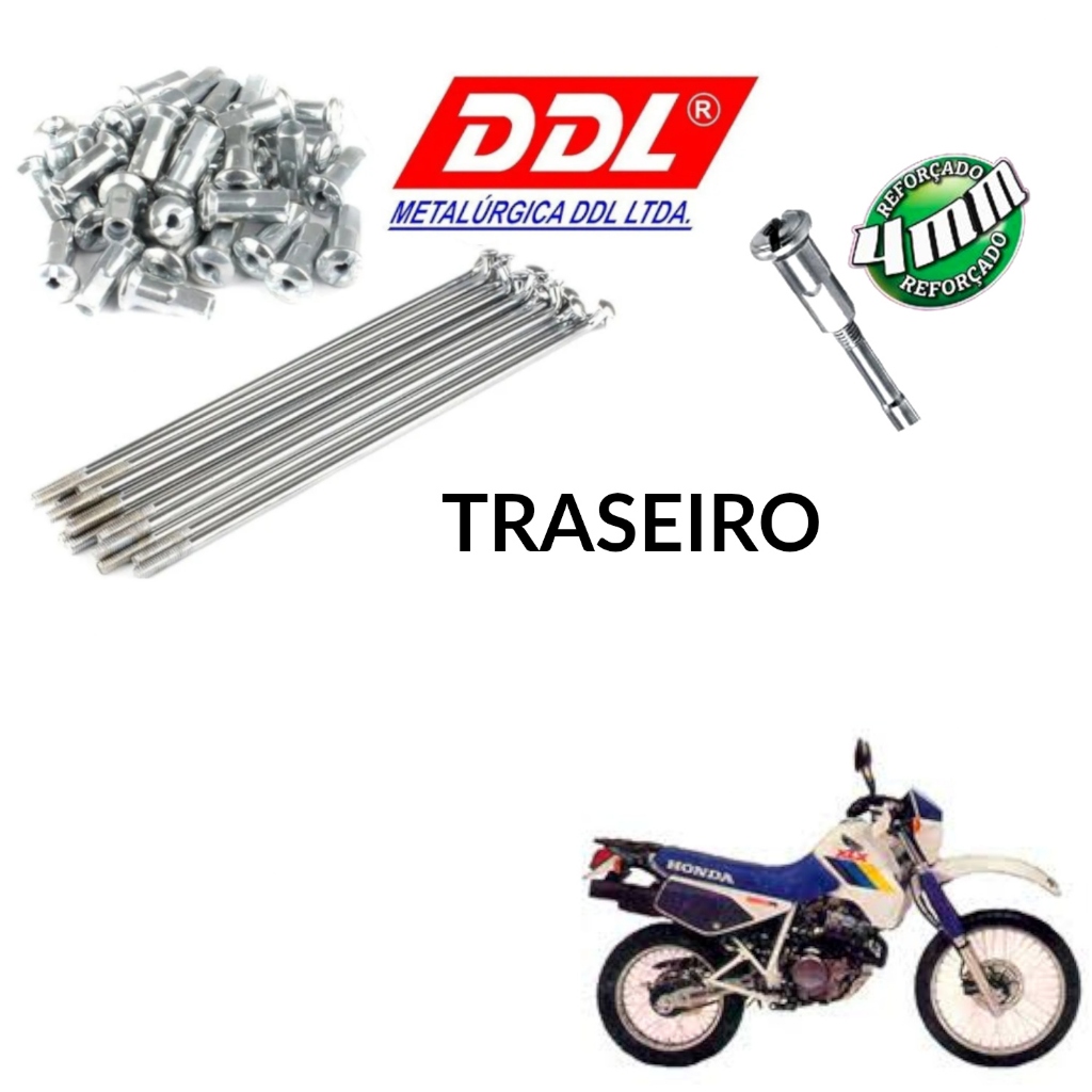 Raios Traseiros DDL 4mm Cromados para XLX 350 antiga