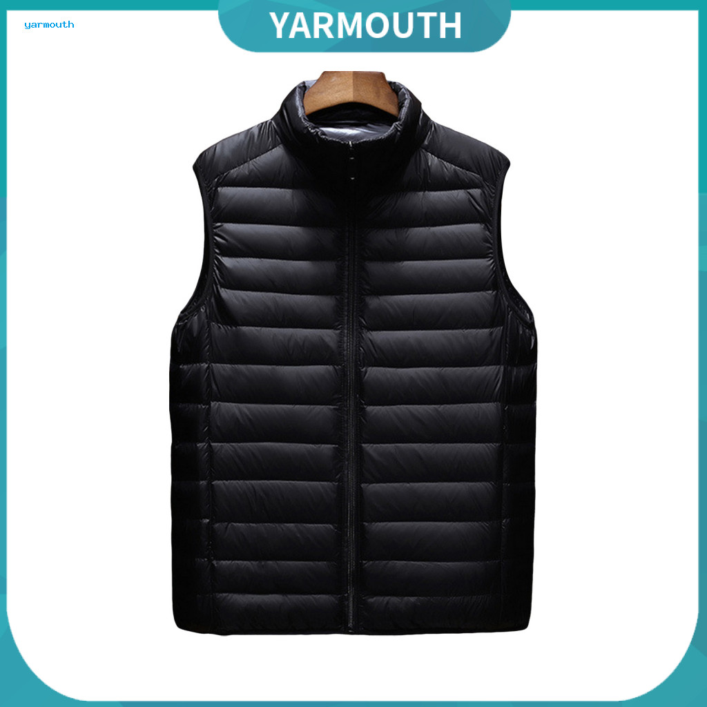 Spring Autumn Winter Vest Quilted Waistcoat Men's Lightweight Cotton with Stand Collar Sleeveless Zipper Jacket Solid Co