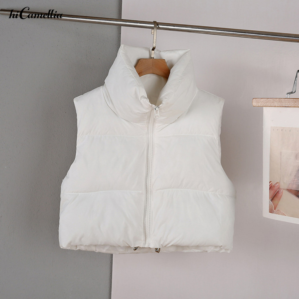 Women Thermal Outerwear Weather Coat Winter Women’s Padded Vest Stand Collar Jacket with Zipper Thickened Cotton Waist