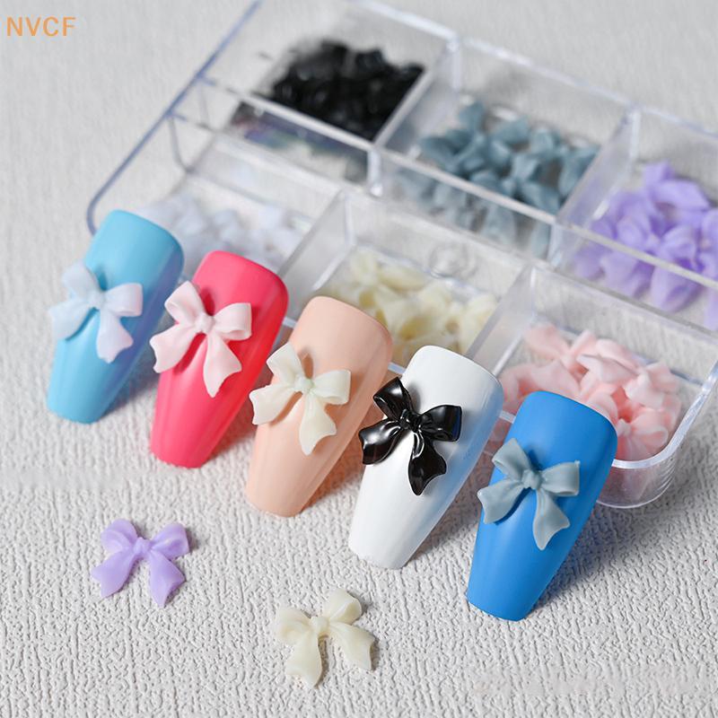 Northvotescastfine 30 Peças/1 Caixa Fita Branca Resina Bowknot De Charme De Unha 3D Acessórios De Decoração De Arte Desi