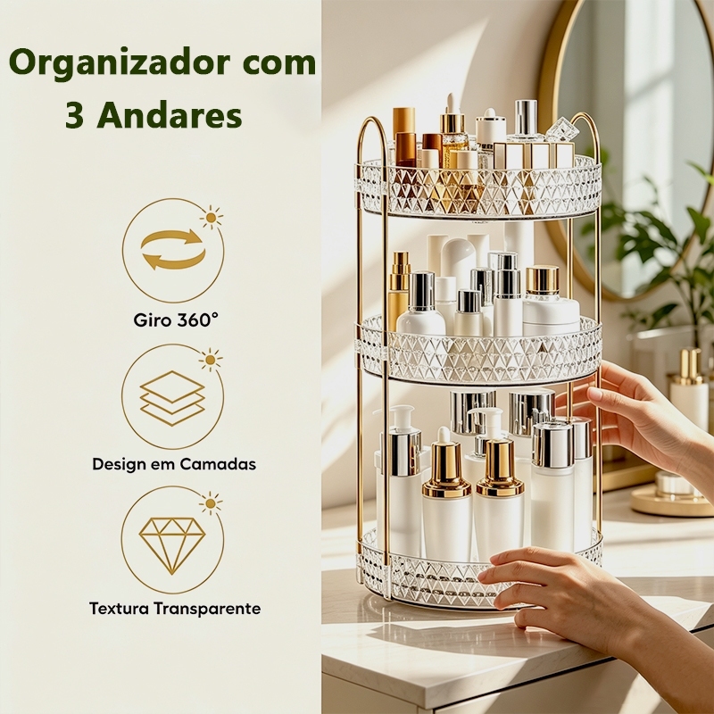 360 Rotating Makeup Organizer° Luxury Acrylic 2/3 Tiers Multipurpose Cosmetics Perfumes