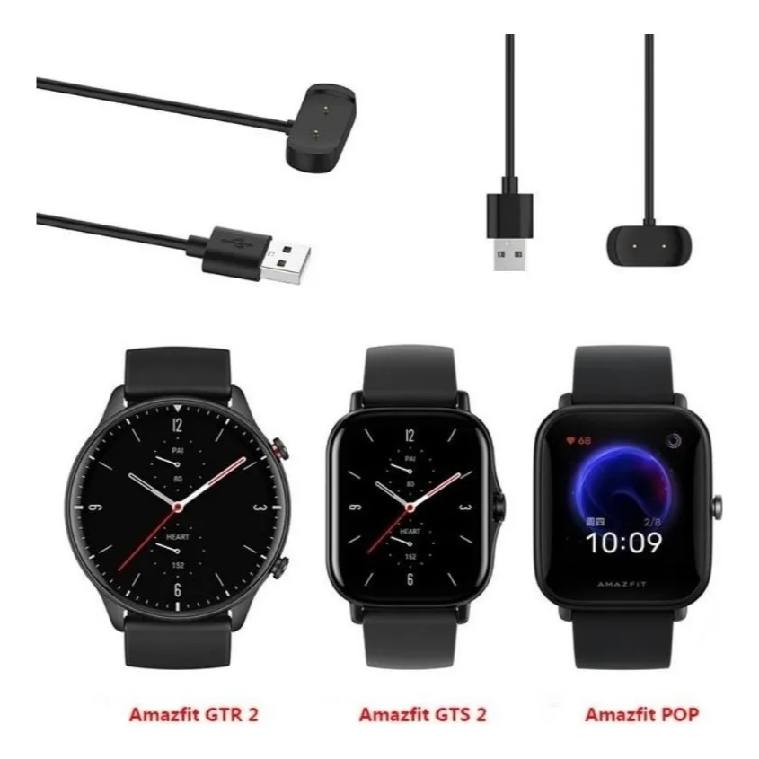 Carregador Usb Para Smartwatch Relógio Amazfit Bip U Zepp E Cor Preto