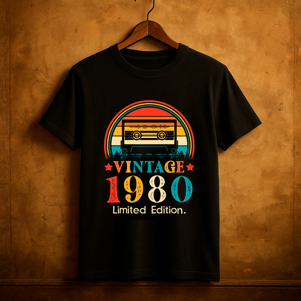Linda Camiseta Tshirt Vintage 1980 Básica Confortável Estilo Retrô personalizada Unissex Dia dos Pais Premium 30.1 Algod
