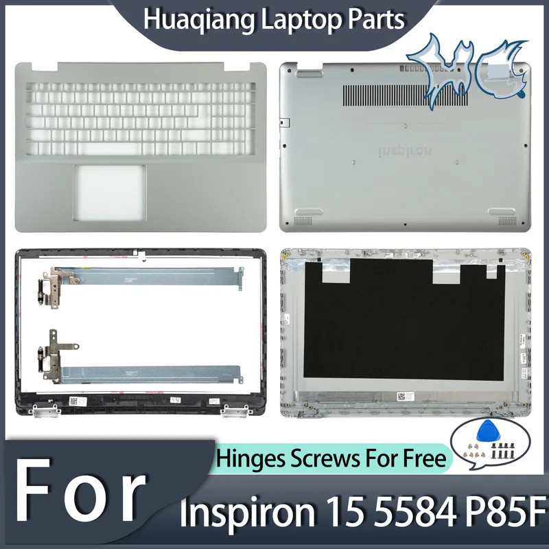 Novas Peças Para Inspiron 15 5584 P85F LCD Capa Traseira Moldura Frontal Apoio As Mãos Dobradiças Inferiores Substituir